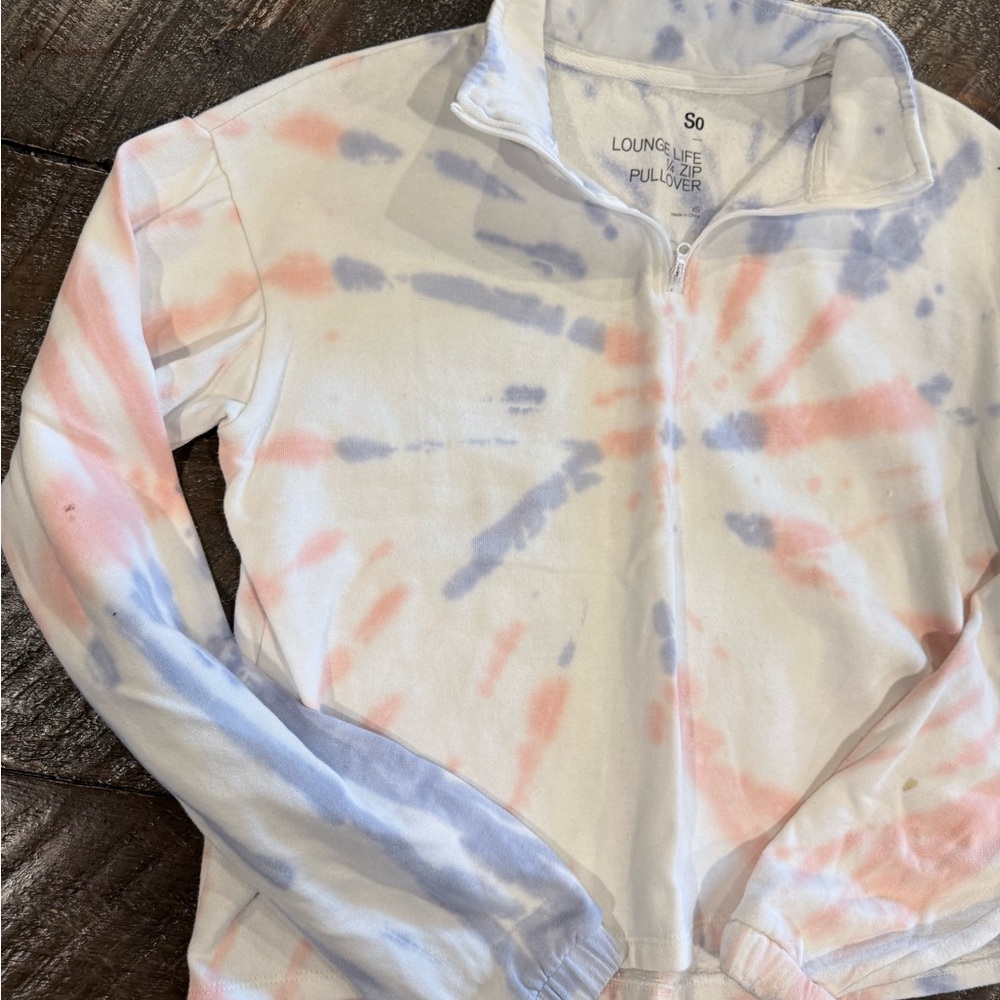 SO Tie-Dye Sweatshirt - White, Pink, Blue